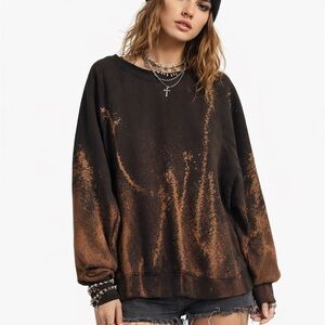 Athletic Works Bleached Sweatshirt Grunge Indie Sleeze Pullover Women’s size XXL